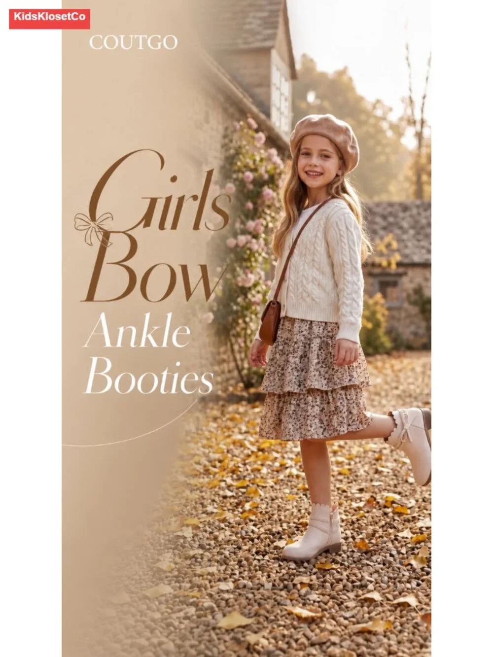 Girls Faux Suede Ankle Boots Bow Braided Strap Low Heel Zip Dress Shoes